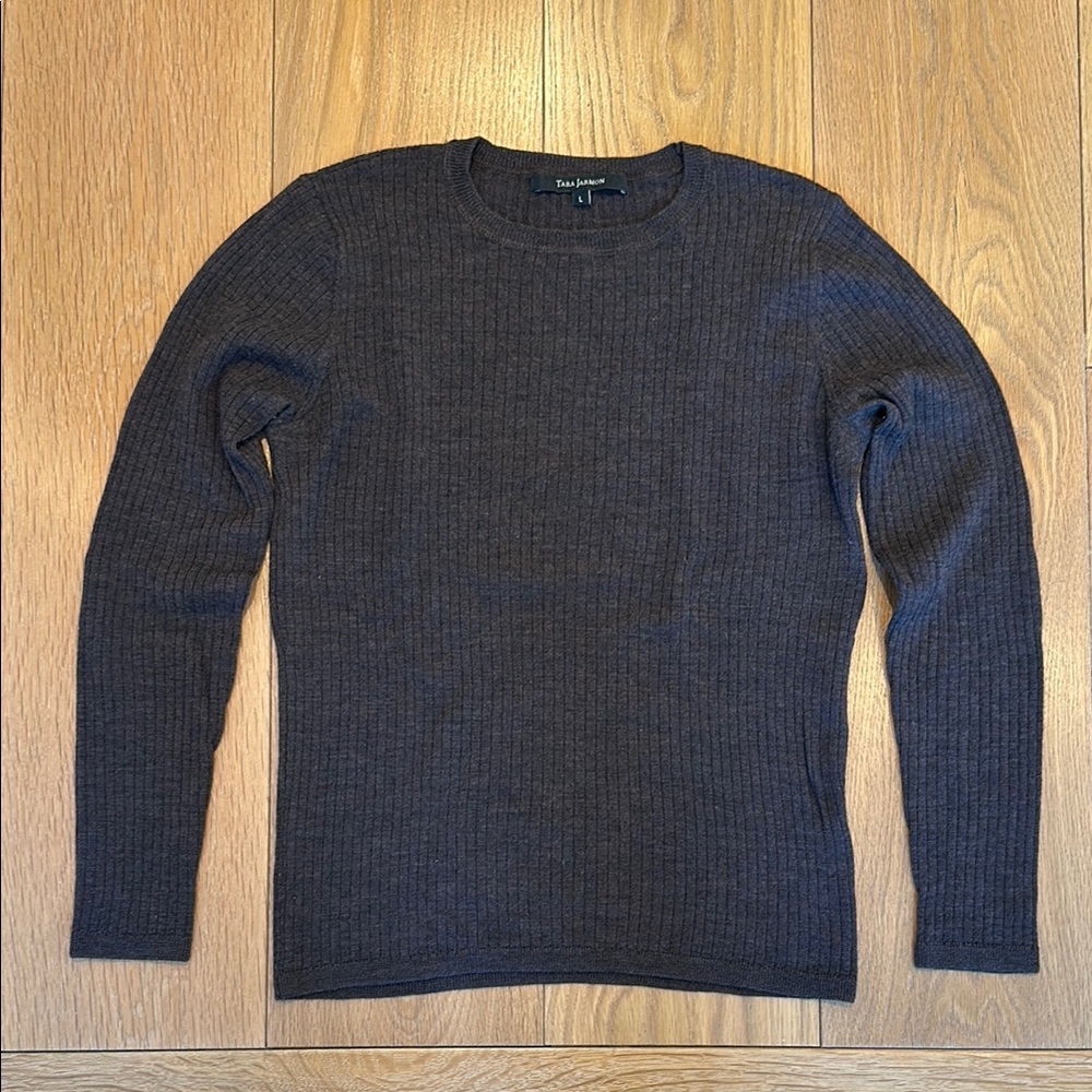 Zara Knit Crewneck Sweater in Dark Charcoal